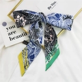 Ruban à cheveux style français en polyester à motif paisley noué avec détails jaunes et verts - Fleur Jaune Vert