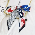 Nœud de cheveux en soie française avec motifs géométriques et couleurs contrastées - Losange Graffiti Rouge Noir