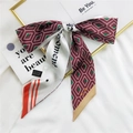 Ruban à cheveux en soie à motif géométrique bordeaux et vert style français - Losange Anglais Beige Rose Violet