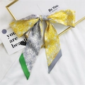 Ruban à cheveux style français en 100 % polyester avec motifs de chaînes géométriques - Circuit Jaune Gris