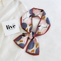 French style long silk scarf with abstract peach heart pattern and red border for hair - Abstract Peach Wine Red Border (1惠土豆酒红边)