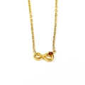 Gold infinity necklace with a round red gemstone pendant on a minimalist O-chain link - Gold Orange Zirconia