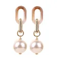 Boucles d'oreilles bohèmes avec maillons en résine ambre et grosses perles crème - Maillon de Chaîne Ambre Grande Perle(39# E-1874)