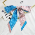 Foulard à cheveux nœud rose et bleu avec motifs de lettres en 100% polyester - Lettre Bleu Rose