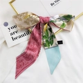 Ruban à cheveux en soie style français avec motifs éléphants et fleurs en nœud élégant - Éléphant Fleur Rose Rouge Riz