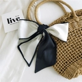Elegante fiocco in raso di seta bianco e nero per capelli e decorazione borsa - Patchwork Nero e Bianco