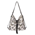 Modische große Schultertasche mit elegantem goldenem und schwarzem Schmetterlingsdruck - Schwarz