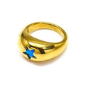 Chic 18k gold plated stainless steel ring featuring a blue zircon star inlay for women - Gold Plated Blue Zirconia