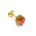 Luxuriöser 18k vergoldeter Kronen-Ohrstecker mit funkelndem orangefarbenem Edelstein - Gold Oranger Zirkonia (Einzeln)