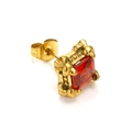 Vintage-Ohrstecker mit quadratischem rotem Kristall und goldener Edelstahlbasis - Goldton Orangeroter Zirkon (Einzeln)