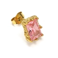 Vintage Drachenkrallen-Ohrstecker mit rosa Zirkonia im Rechteckschliff und goldener Fassung - Gold Rosa Zirkonia