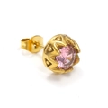Punk 18k vergoldeter Titan-Ohrring mit Sonnentotem und rosa Zirkonstein-Besatz - Gold Rosa Zirkonia