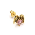 Orecchino a pipistrello in oro 18k con zircone rosa e chiusura a farfalla stile gotico - Oro Zircone Rosa
