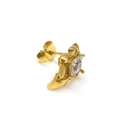 18k gold plated stainless steel stud earrings with square zircon starburst design - Gold Clear Rhinestone