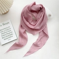 Pale pink cotton linen diamond scarf with smooth satin finish and elegant stitching - Pink