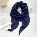 Lightweight navy blue linen scarf with a semi-transparent texture and elegant design - Navy Blue