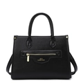 Minimalistische schwarze Tragetasche mit Lederstruktur und goldener Reißverschluss-Optik - Schwarz Einzeltasche