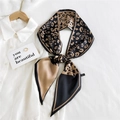 Écharpe longue en soie imprimé léopard noir et kaki élégant pour femmes style Twilly - Imprimé Léopard Camel HILLDI (24)