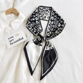 Elegant black and white leopard print silk scarf twilly tied on a white shirt - B/W Leopard HILLDI (25)