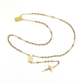 Collier chapelet en acier titane doré avec pendentif crucifix et médailles religieuses - Style Médaillon Rectangulaire Or (Couleur Or Style 1)