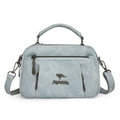 Bolso de mano azul claro texturizado con múltiples cremalleras y logo de canguro - Azul claro
