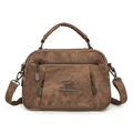 Bolso bandolera retro marrón con logo de canguro de metal y correa ancha ajustable - Marrón