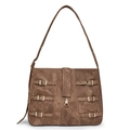 Sac bandoulière rétro marron en PU à grande capacité avec détails de boucles métalliques - Marron