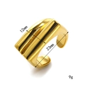 Irregular geometric wide open ring in 18k gold plated titanium steel with dimensions - Adjustable Open / Minimalist Layered Style (Gold Style 1)
