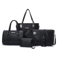 Juego de 6 bolsos negros de cuero sintético con bolso tote, bandolera y billetera - Negro