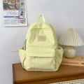 Minimalist light yellow backpack with bubble pleated texture for school and daily travel - Small Without Pendant / Yellow