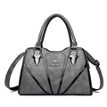 Borsa tote grigia grande capacità con finiture nere lucide e logo a canguro - Grigio