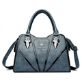 Borsa a mano blu retrò in pelle PU con logo a canguro e tracolla regolabile - Blu