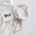 Pink floral satin skinny scarf used as a hair ribbon or handbag decoration tie - Pink Sweet Floral (9K Pink Flower)
