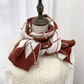 Sciarpa in maglia a rombi rosso mattone e beige, caldo scialle invernale double-face donna - Rosso Mattone