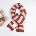 Sciarpa invernale in maglia a righe rosse e beige con etichetta tessuta decorativa - 30*200cm / Magenta a Righe