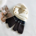Sciarpa in maglia crema e marrone con motivo patchwork geometrico a rombi jacquard - Marrone