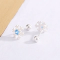 Boucles d'oreilles flocon de neige en argent avec zircon bleu et fermoir à vis sécurisé - Fermoir à vis