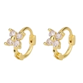 Elegante goldene Creolen mit vierblättrigen Blumen und funkelnden Zirkonia-Steinen - Gold (HL-22 Gold)