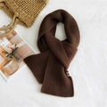 Solid deep brown knitted scarf with ribbed texture for winter warmth and style - Brown