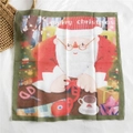 Christmas scarf featuring Santa Claus illustration and Merry Christmas text in red - Christmas Gift (Green Edge)