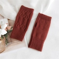 Guanti in maglia rosso ruggine senza dita con trecce per calore invernale e comfort - 8*18cm / Rosso Ruggine