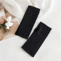 Elegant black knit fingerless gloves with sequins and vertical ribbed texture for women - Fingerless Gloves / Starry Black