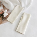 Chic cream-white knitted fingerless gloves with thumb hole for women and students - Fingerless Gloves / Starry Creamy White