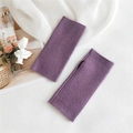 Deep purple knitted fingerless gloves with sparkly silver threads and ribbed texture - Fingerless Gloves / Starry Purple