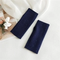 Dark blue knitted fingerless gloves with silver sequins and ribbed texture - Fingerless Gloves / Starry Sky Navy Blue