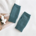 Winter knitted fingerless gloves in dark teal color for writing and cycling - Green