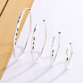 Silver diamond-cut hoop earrings in four sizes with high-shine faceted metal finish - Diamond-cut Silver Style (HL-187) / S