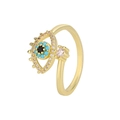 Bague ajustable mauvais œil dorée avec détails turquoise et pierre de zircon brillante - Or (B65金色)