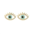 Klassische böhmische Evil Eye Ohrstecker in Gold mit blauen Kristallen und Zirkonia - Gold