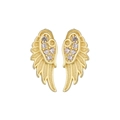 Elegant gold wing ear studs featuring polished finish and sparkling zircon stones - Gold